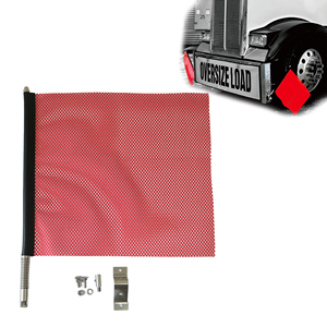 Red Black Waterproof Mesh Truck Safety Flag Rear Overhang Cargo End Marker Flatbed DOT Visibility Flag